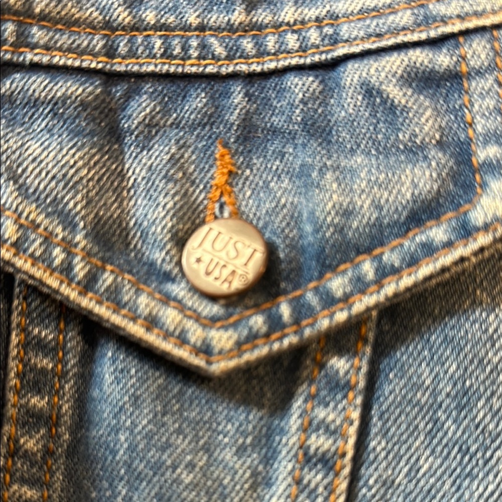 JUST USA Blue Denim Vest with Lace Collar - Picture 6 of 9